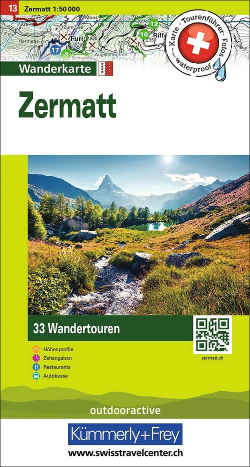 Schweiz, Zermatt, Nr. 13, Wandertourenkarte 1:50'000 Schweiz, Zermatt, Nr. 13, Wandertourenkarte 1:50'000
