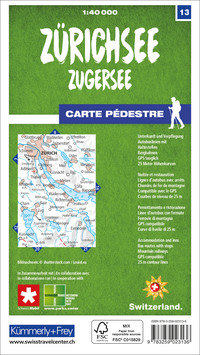 Schweiz, Zürichsee - Zugersee, Nr. 13, Wanderkarte 1:40 000 Schweiz, Zürichsee - Zugersee, Nr. 13, Wanderkarte 1:40 000