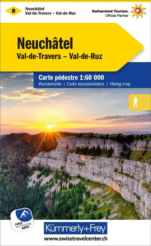 Schweiz, Neuenburg - Val de Travers - Murtensee, Nr. 08, Wanderkarte 1:60'000