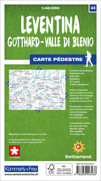 Schweiz, Leventina, Nr. 43, Wanderkarte 1:40'000 Schweiz, Leventina, Nr. 43, Wanderkarte 1:40'000