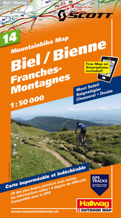 Schweiz, Biel-Bienne, Franches-Montagnes, Nr. 14, Mountainbike-Karte 1:50'000