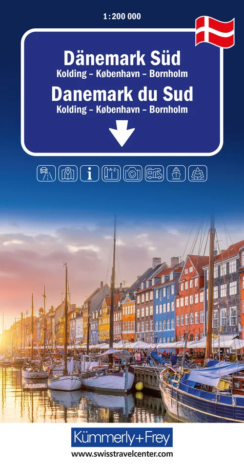 Danemark Sud, carte routière régionale 1:200 000