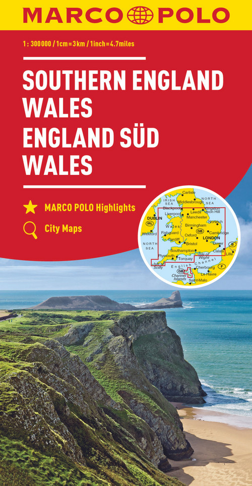 MARCO POLO Karte Großbritannien England Süd, Wales 1:300 000