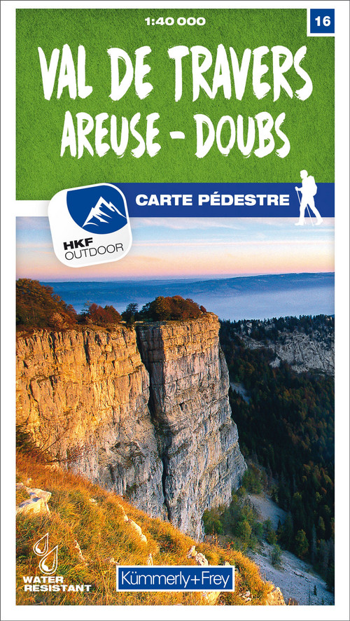 Switzerland, Val-de-Travers, Areuse - Doubs, No. 16, hiking map 1:40,000