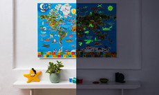 Nachtleuchtende Kinderweltkarte, Poster deutsch
