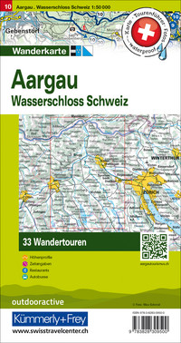 Schweiz, Aargau, Wasserschloss Schweiz, Nr. 10, Wandertourenkarte 1:50'000 Schweiz, Aargau, Wasserschloss Schweiz, Nr. 10, Wandertourenkarte 1:50'000