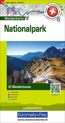 Schweiz, Nationalpark, Nr. 16, Wandertourenkarte 1:50'000