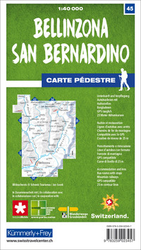Schweiz, Bellinzona, San Bernardino, Nr. 45, Wanderkarte 1:40'000 Schweiz, Bellinzona, San Bernardino, Nr. 45, Wanderkarte 1:40'000