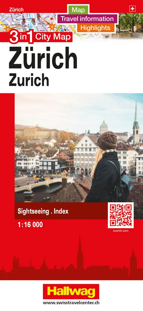 Switzerland, Zurich, 3 in 1 City Map 1:16'000