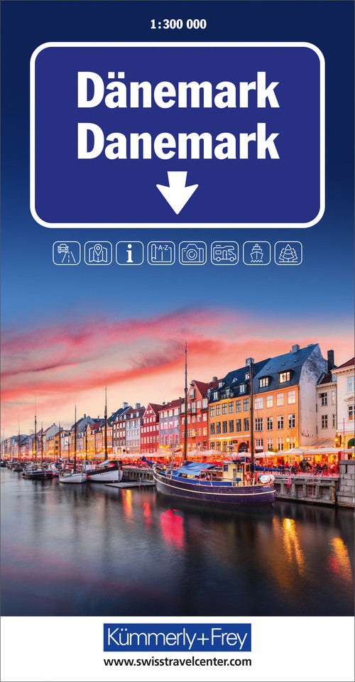 Dänemark, Strassenkarte, 1:300'000