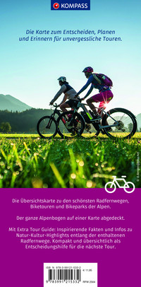 KOMPASS Radfernwege & Biketouren Alpen 1:500.000 - Übersichtskarte 2564