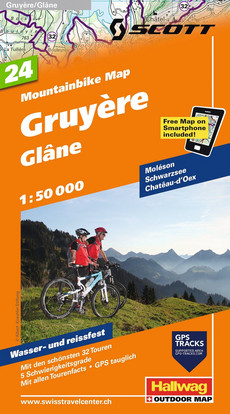 Suisse, Gruyère - Glâne, No. 24, carte de VTT 1:50'000