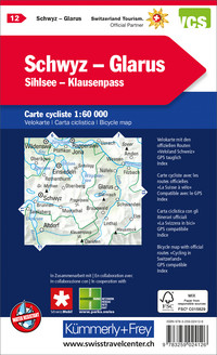 Schweiz, Schwyz - Glarus, Nr. 12, Velokarte 1:60'000 Schweiz, Schwyz - Glarus, Nr. 12, Velokarte 1:60'000