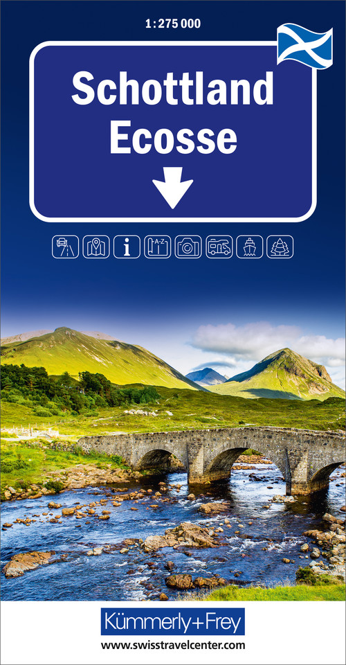Écosse, carte routière régionale 1:275'000