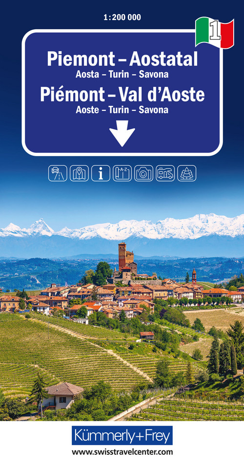 Italien, Aostatal - Piemont, Nr. 01, Strassenkarte 1:200'000