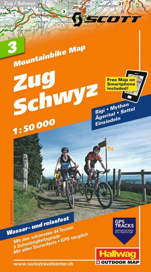 Suisse, Zug - Schwyz, No. 3, carte de VTT 1:50'000 Suisse, Zug - Schwyz, No. 3, carte de VTT 1:50'000