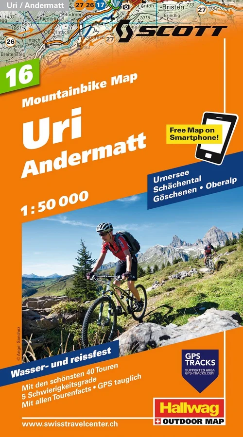 Suisse, Uri - Andermatt, No. 16, carte de VTT 1:50'000 Suisse, Uri - Andermatt, No. 16, carte de VTT 1:50'000