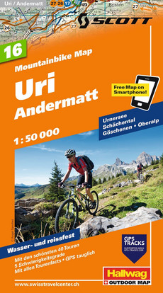 Suisse, Uri - Andermatt, No. 16, carte de VTT 1:50'000