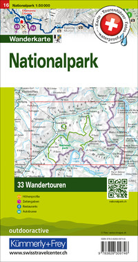 Schweiz, Nationalpark, Nr. 16, Wandertourenkarte 1:50'000 Schweiz, Nationalpark, Nr. 16, Wandertourenkarte 1:50'000