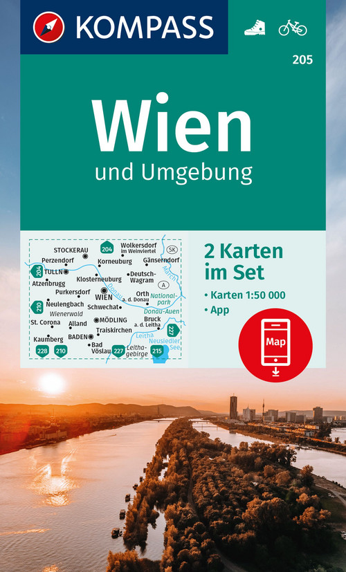 KOMPASS Wanderkarten-Set 205 Wien und Umgebung (2 Karten) 1:50.000