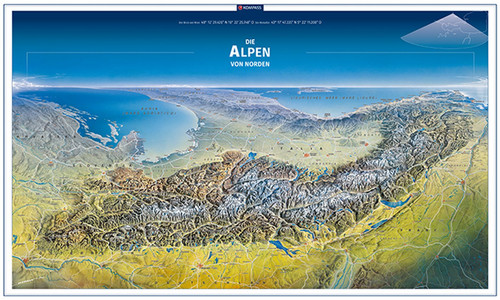 KOMPASS Panorama-Poster Die Alpen von Norden