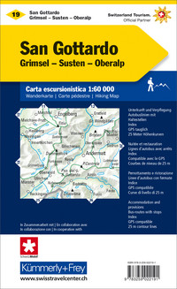 Schweiz, Gotthard, Grimsel - Susten - Oberalp, Nr. 19, Wanderkarte 1:60'000
