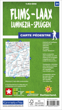 Schweiz, Flims - Laax, Lumnezia - Splügen, Nr. 34, Wanderkarte 1:40'000