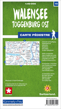 Suisse, Walensee - Toggenburg Est, N° 15, carte de randonnée 1:40'000 Suisse, Walensee - Toggenburg Est, N° 15, carte de randonnée 1:40'000