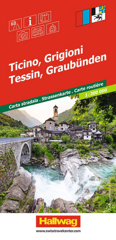 Schweiz, Tessin, Graubünden, Strassenkarte 1:200.000