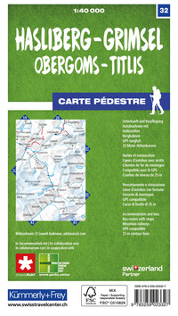 Switzerland, Hasliberg - Grimsel, Obergoms - Titlis, No. 32, Hiking map 1:40'000 Switzerland, Hasliberg - Grimsel, Obergoms - Titlis, No. 32, Hiking map 1:40'000