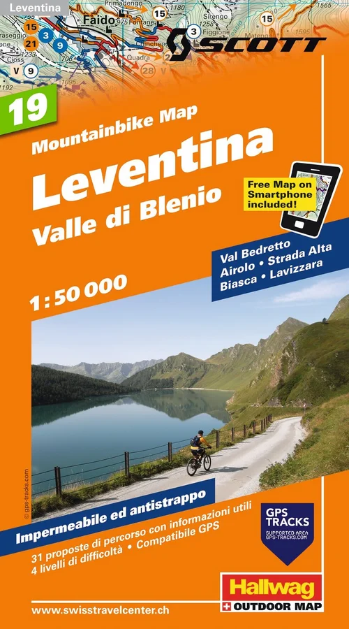Suisse, Leventina - Valle die Blenio, No. 19, carte de VTT 1:50'000