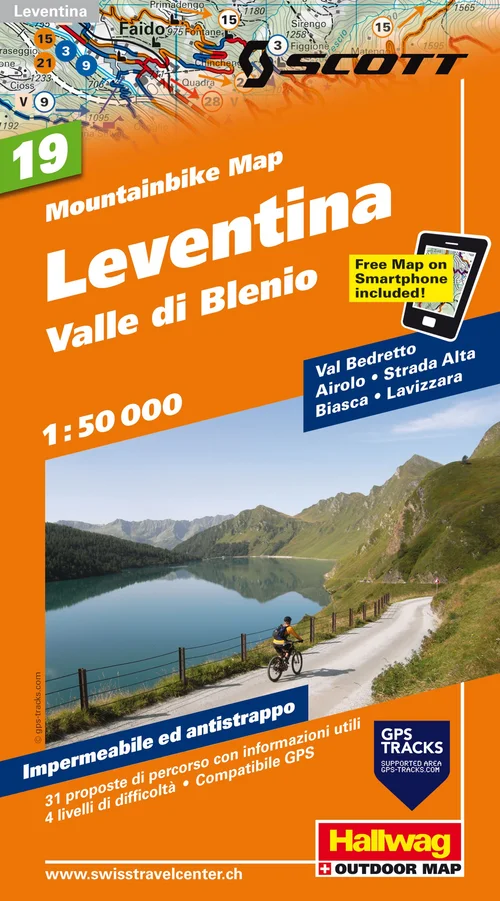 Suisse, Leventina - Valle die Blenio, No. 19, carte de VTT 1:50'000