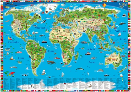 Illustrierte Kinderweltkarte Illustrierte Kinderweltkarte