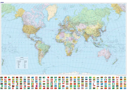 Carte du monde, Poster politique avec relief 1:30mio.
