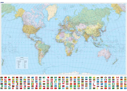 Carte du monde, Poster politique avec relief 1:30mio.