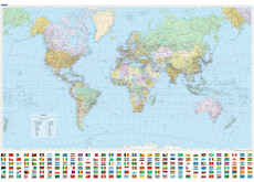 Carte du monde, Poster politique avec relief 1:30mio.