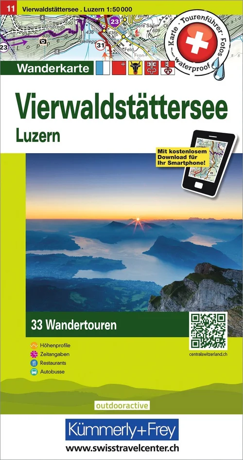 Schweiz, Vierwaldstättersee - Luzern, Nr. 11, Wandertourenkarte 1:50'000 Schweiz, Vierwaldstättersee - Luzern, Nr. 11, Wandertourenkarte 1:50'000