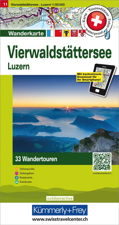 Switzerland, Vierwaldstättersee - Luzern, No. 11, Hiking maps with routes 1:50'000, german edition