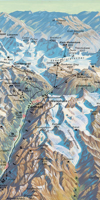 Switzerland, Valais, panoramic map