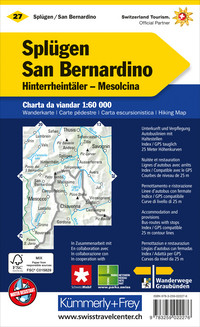 Schweiz, Splügen - San Bernardino, Nr. 27, Wanderkarte 1:60'000 Schweiz, Splügen - San Bernardino, Nr. 27, Wanderkarte 1:60'000