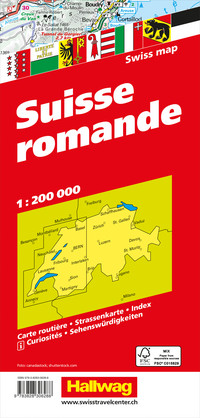 Schweiz, Suisse romande, Strassenkarte 1:200'000