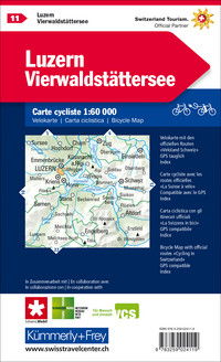 Suisse, Lucerne, lac des Quatre-Cantons, No. 11, Carte cycliste 1:60'000