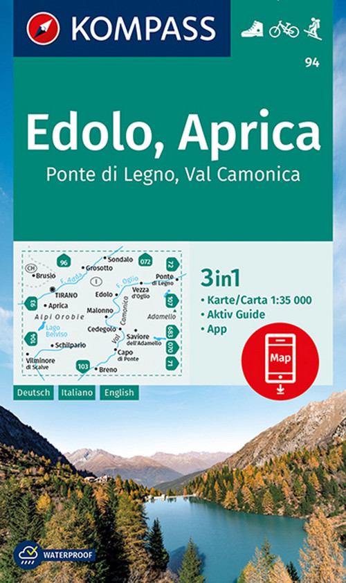 KOMPASS Wanderkarte 94 Edolo, Aprica, Ponte di Legno, Val Camonica