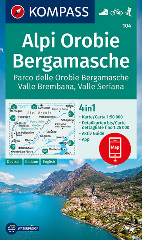 KOMPASS Wanderkarte 104 Alpi Orobie Bergamasche 1:50000