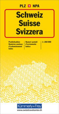 Schweiz Postleitzahlenkarte 1:260 000