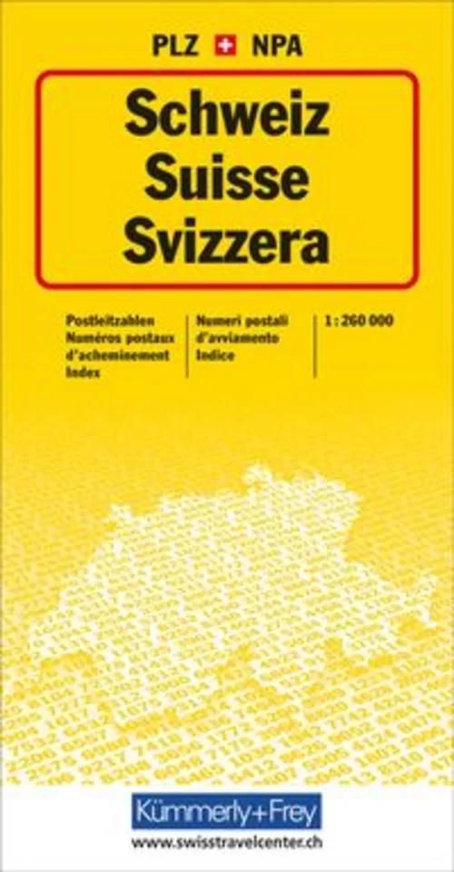 Schweiz Postleitzahlenkarte 1:260 000 Schweiz Postleitzahlenkarte 1:260 000
