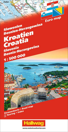 Kroatien, Slowenien, Bosnien-Herzegowina Strassenkarte 1:500 000
