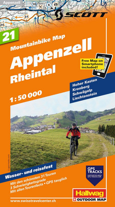 Suisse, Appenzell - Rheintal, No. 21, carte de VTT 1:50'000