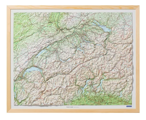 Switzerland, plastic relief with wooden frame Switzerland, plastic relief with wooden frame