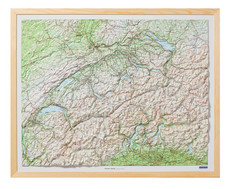 Switzerland, plastic relief with wooden frame